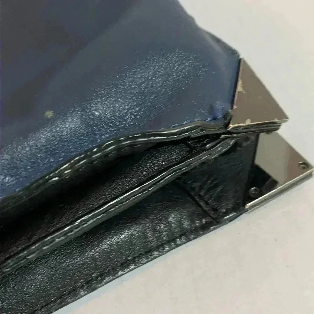 Botkier navy blue black leather satchel handbag